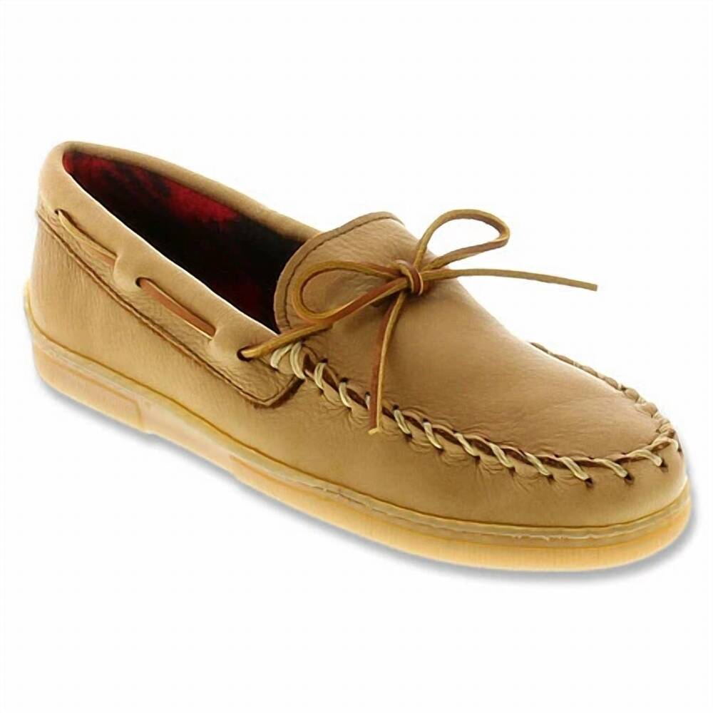 NEW MINNETONKA men's genuine fleece moccasin in natural